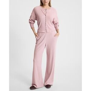 Express Womens Blush Pink Waffle Thermal Knit Button Front Top Small NWT